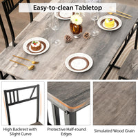 Giantex 5 Piece Dining Table Set, Industrial-Style Kitchen Table & 4 Chairs w/Wood Like Tabletop & Metal Frame