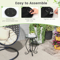 Mosaic Outdoor Side Table with Weather Resistant Ceramic Tile Tabletop