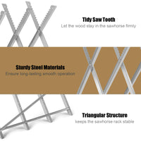 Foldable Sawhorse, Heavy-Duty Metal Log Sawhorse Stand