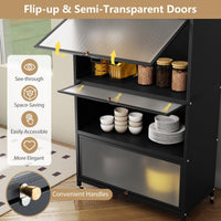1.6 m Tall Freestanding Metal Pantry with 4 Flip-up Doors and 5-Tier