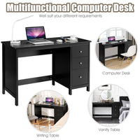 Giantex 3-Drawer Computer Desk, Multipurpose Study Desk w/Spacious Desktop (Black)