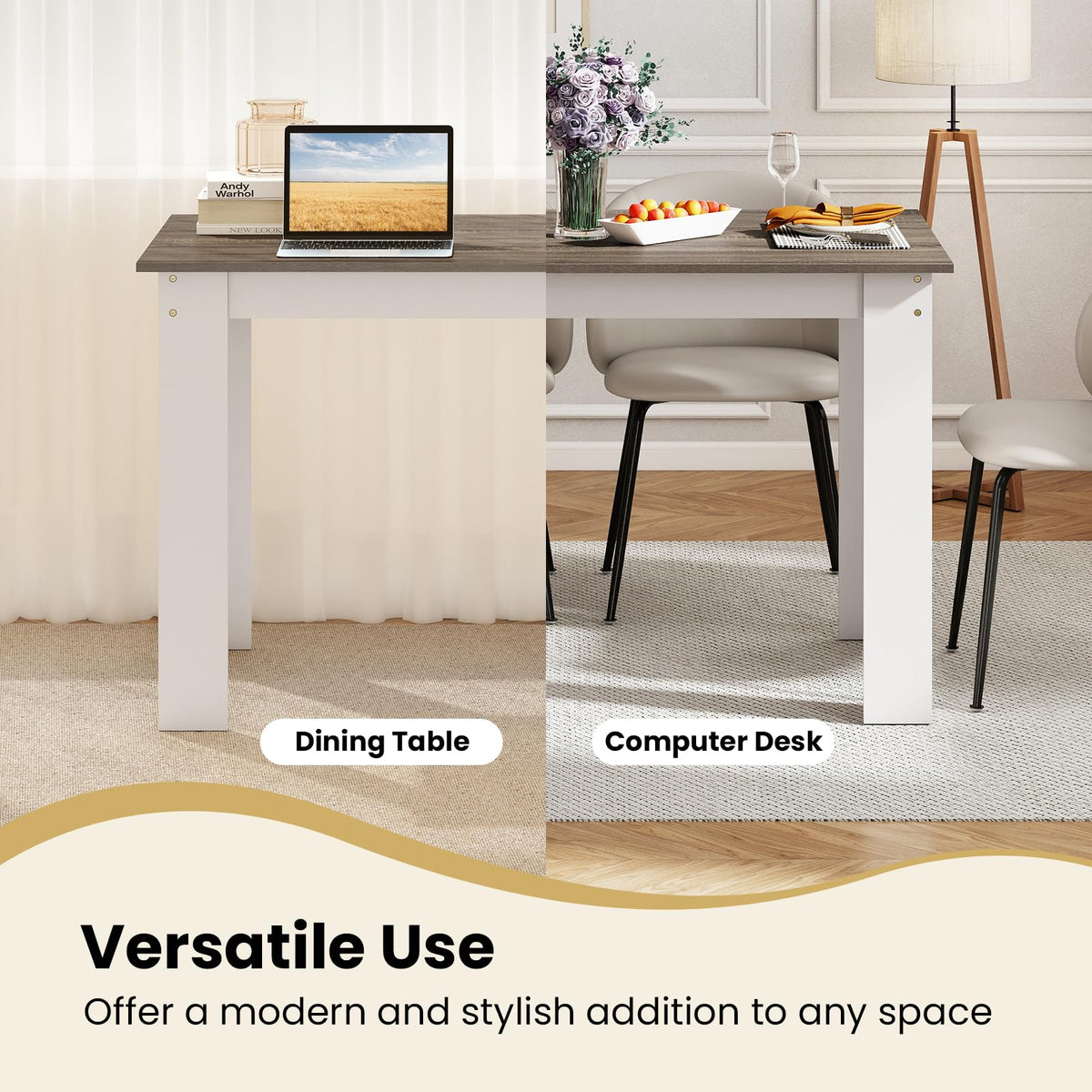 Giantex 120 CM Dining Table for 4-6, Wooden Rectangular Table