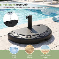 Half Round Patio Umbrella Base 20kg Water and Sand Fillable Umbrella Stand