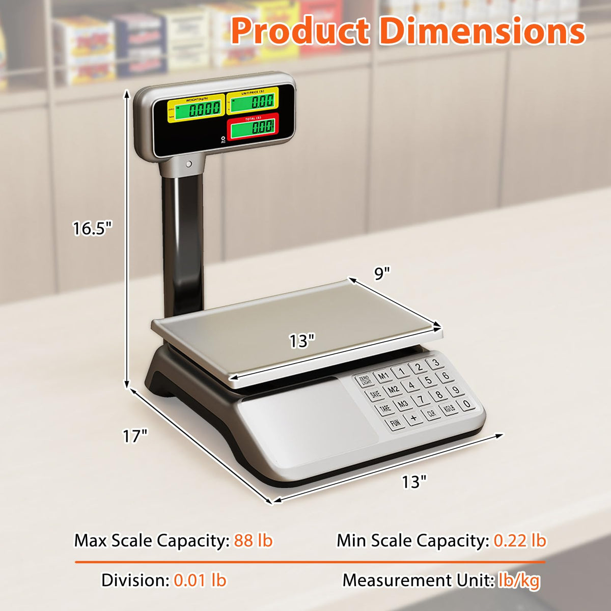 40kg Price Computing Scale with Pole Dual LCD Display and Counting Function