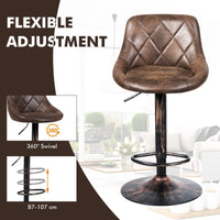 Giantex Leather Bar Stool Set of 2, Height Adjustable Counter Stool w/ Backrest & Footrest, Retro Brown
