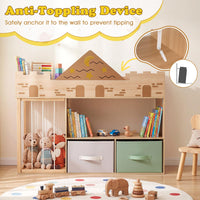 Kids Bookshelf with Stuffed Animal Storage and Fabric Drawers