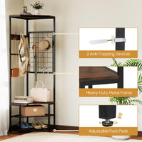 Freestanding Coat Rack with Storage Shelves and Shoe Racks