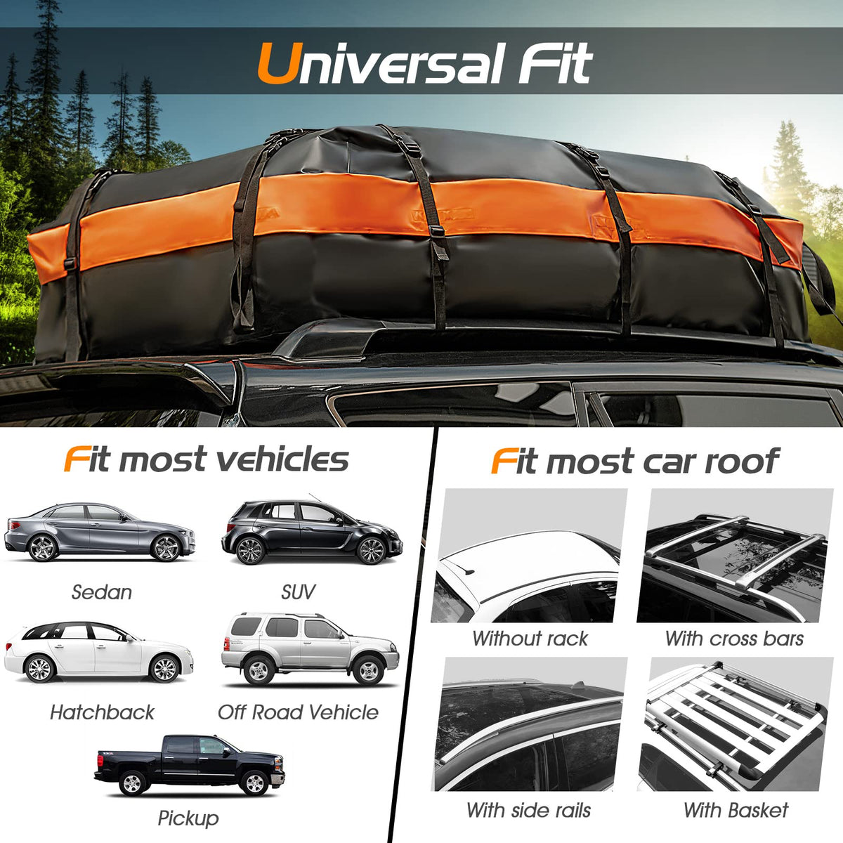 600L/21 Cubic Feet Rooftop Cargo Carrier, Waterproof Car Roof Bag for All Vehicles