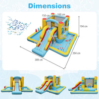 Inflatable Bounce House, 7-in-1 Giant Bouncy Castle with Slide, Tunnel, Basketball Hoop & Ring-toss Game (without Blower)
