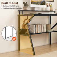 Computer Desk Versatile Writing Desk w/ Monitor Stand Hanging Hook Storage Shelf