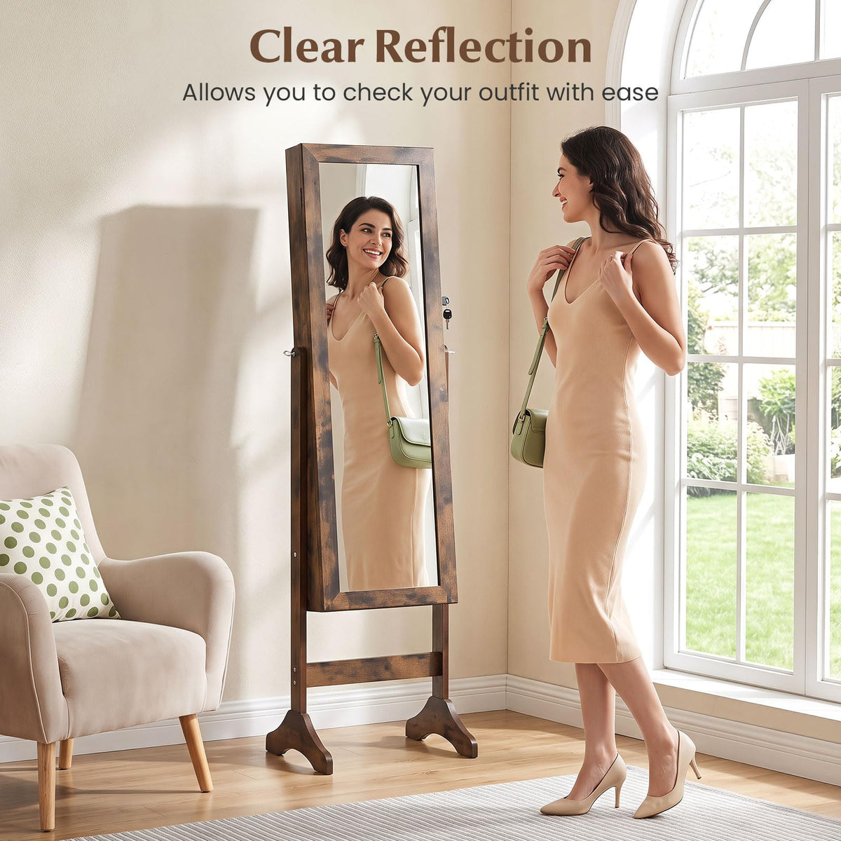 Giantex Freestanding Jewelry Armoire Cabinet w/Full Length Mirror