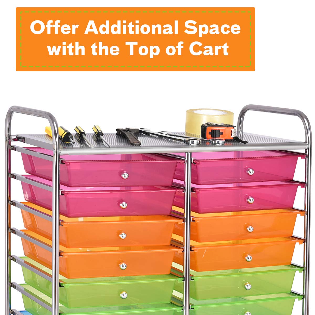 20 Drawers Rolling Storage Cart, Tools Scrapbook Paper Organizer