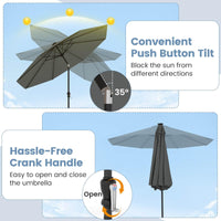 3 m Solar Patio Umbrella w/ 96 LED Lights, 9 Modes