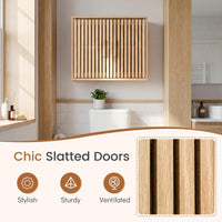 Bathroom Wall Cabinet with 2 Slatted Doors and 3 Adjustable Shelves