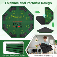 1.2M Poker Table Top - 8 Player Foldable Texas Holdem Poker Table Topper w/Carrying Bag