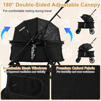 Pet Stroller for Dogs with 360 Swivel Wheels and One Step Brake