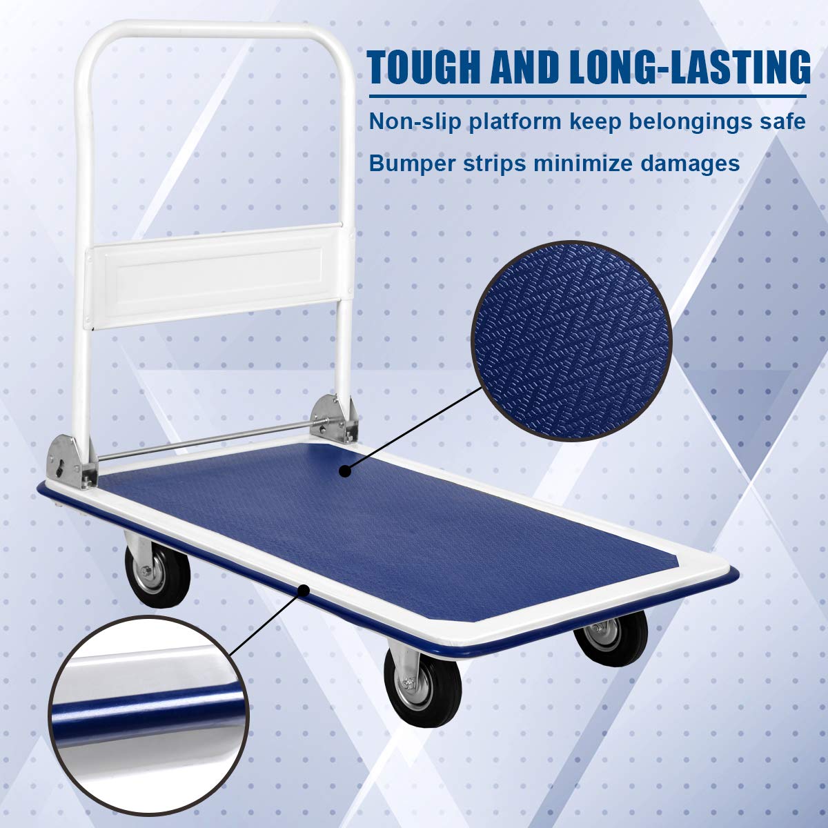 Folding Platform Truck with Swivel Wheels for Loading/Storage