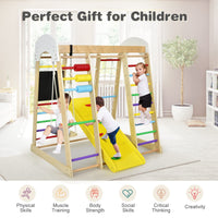 8-in-1 Wooden Climbing Playset with Slide and Drawing Board