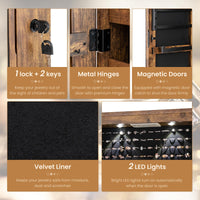Mirror Jewelry Armoire, Wall Mounted/Over Door Jewelry Organizer