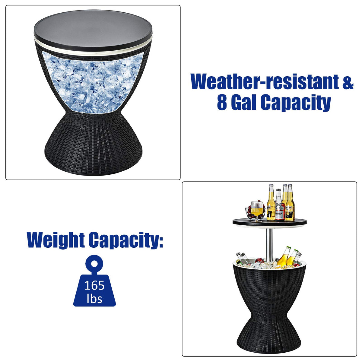 Outdoor Ice Cooler with Height Adjustable Tabletop for Party