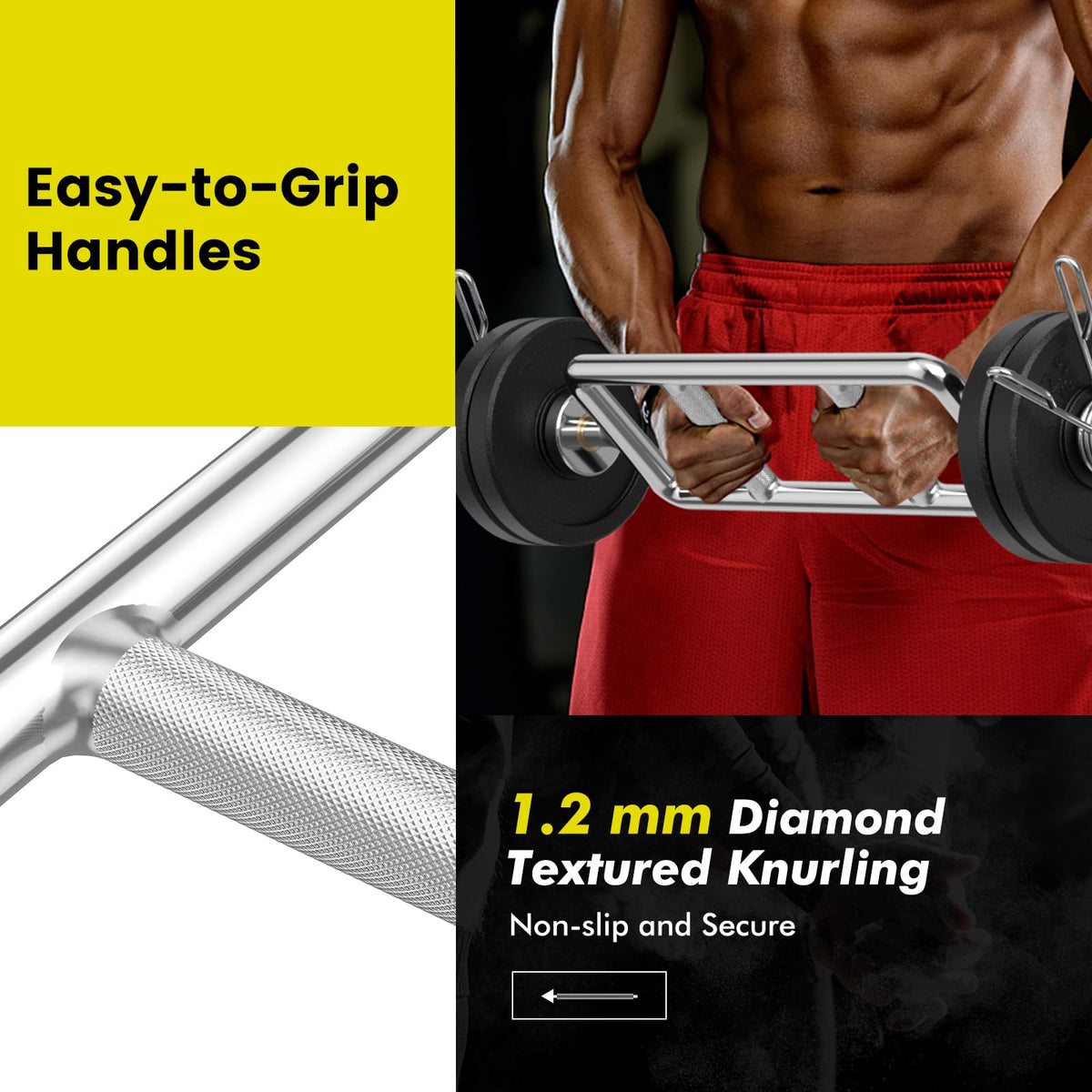 84.5 cm Inch Olympic Triceps Bar, 320 kg Solid Steel Weight Bar