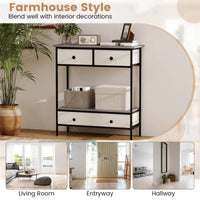 Console Table with Drawers Industrial Entryway Table with Open Storage Shelf