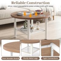 Giantex Round Coffee Table, 2-Tier Modern Circular Center Table