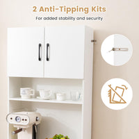 Giantex Pantry Cabinet with Power Outlets, Freestanding Narrow Kitchen Hutch