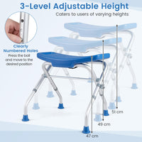 Folding Shower Chair, Aluminum Alloy Shower Seat for Inside Shower and Bath Tub