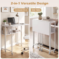 Giantex 63 cm Small Folding Desk with Smooth Rolling Wheels
