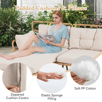 3 Pieces Corner Patio Furniture with Small Coffee Table for Garden Backyard