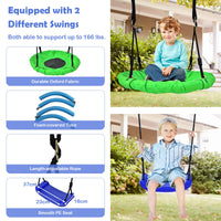 5-in-1 Outdoor Backyard Kids Swing Set with A-Shaped Metal Frame