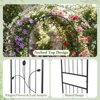 Garden Arch, 220cm Tall Heavy Duty Metal Arbor Trellis Archway for Climbing Plants, Roses