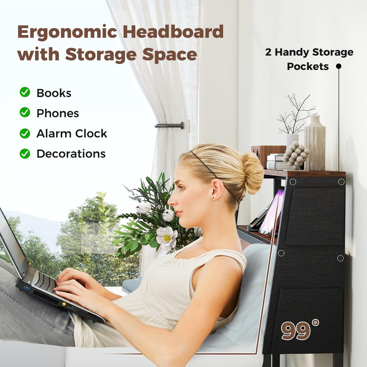 Single Size LED Bed Frame with Charging Station