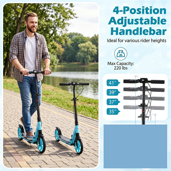 Foldable Kick Scooter for Teens Adults with Light-up Wheels