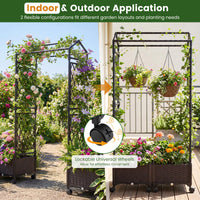 163cm Tall Self-Watering Planter Boxes with Lattice Trellis and Roof