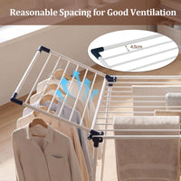 Foldable Laundry Rack with 2 Gullwings and Heavy Duty Metal Frame for Laundry Room