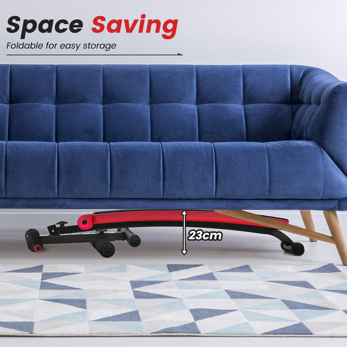 Foldable Adjustable Sit-Up Bench with Crunch Handles Home Gym Exercise Equipment