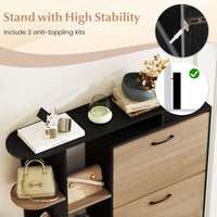 Shoe Storage Cabinet Freestanding Shoe Organizer with 3 Flip Drawers