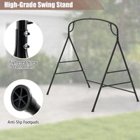 Patio Metal Swing Stand, Heavy-Duty A-Shaped Porch Swing Frame w/Double Side Bars & 2-Ring Design