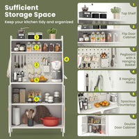 Giantex Kitchen Pantry Cabinet, Tall Kitchen Buffet Cabinet w/See-Through Flip-up Door