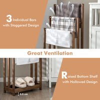 Giantex Freestanding Wood Towel Rack 3-Tier Towel Rack Holder with Bottom Storage Shelf