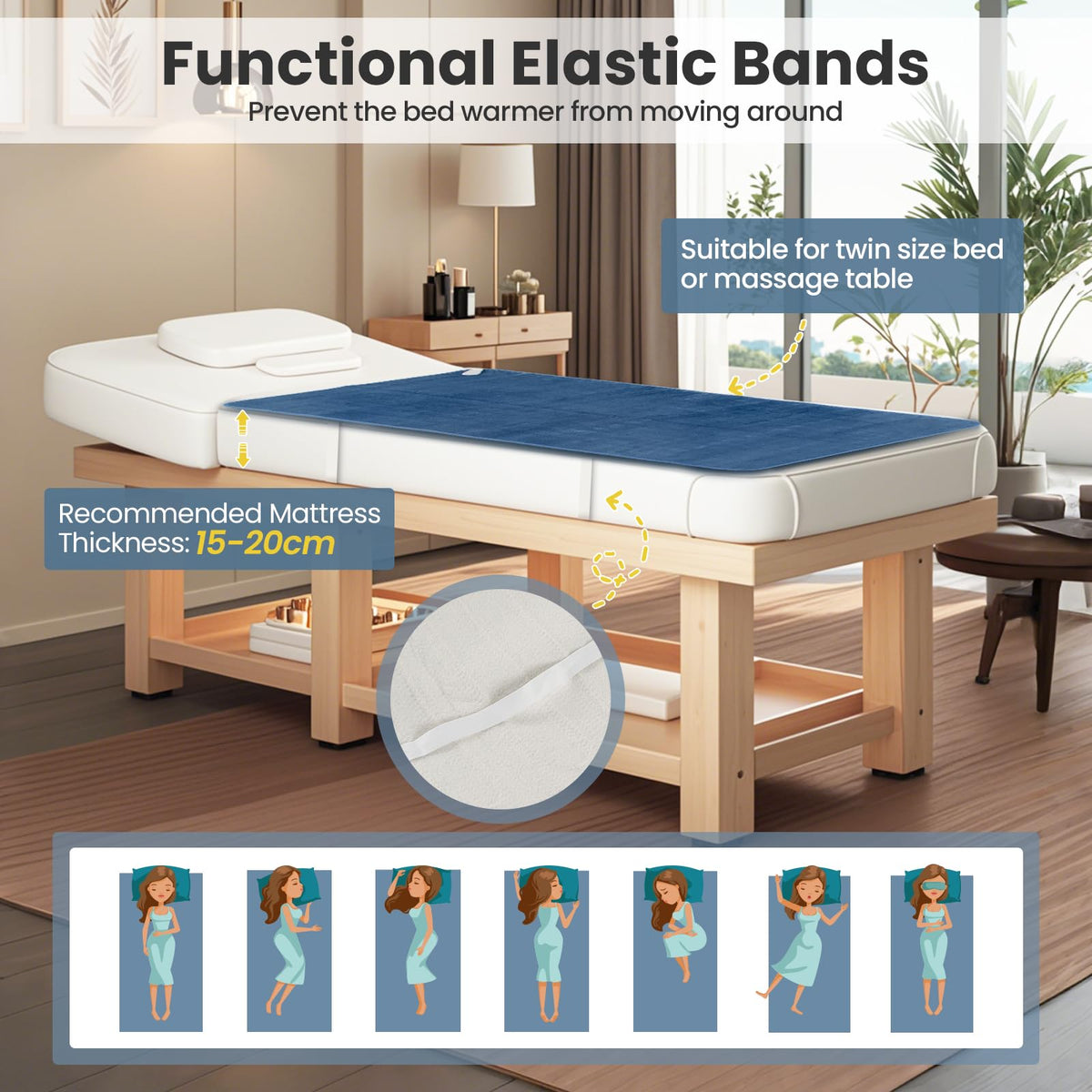 Heated Electric Mattress Pad Twin, 180cm x 75cm Electric Heated Blanket