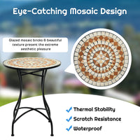 3 Piece Patio Bistro Set, Mosaic Pattern Metal Dining Set