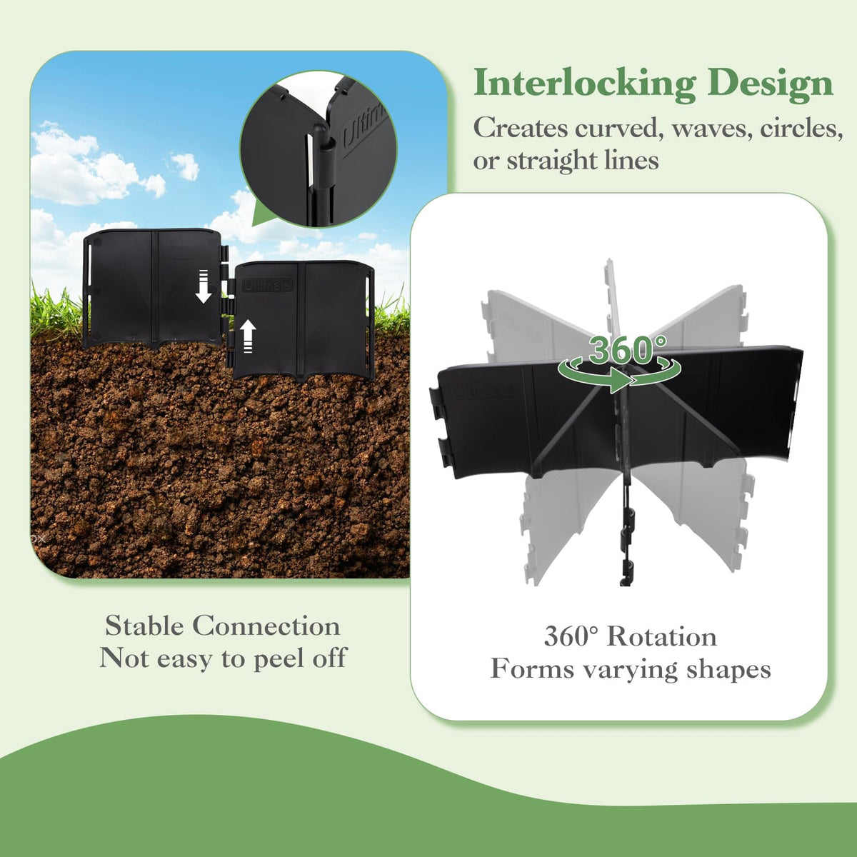Plastic Garden Edging Kit Interlocking Design for Landscaping and Lawn