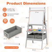 3-in-1 Kids Standing Double-sided Easel with Magnetic Chalkboard and Whiteboard