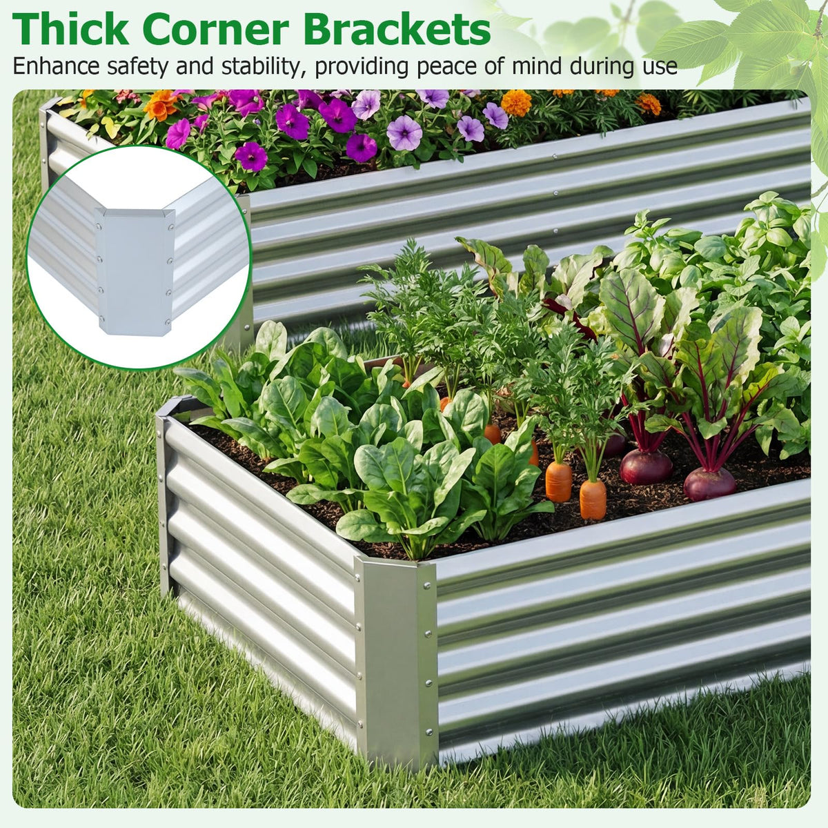 Galvanized Raised Garden Bed, Round/Rectangular Outdoor Planter Box