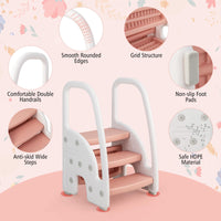 Three-Step Stool with Safety Handles and Non-slip Pedals for Toddlers