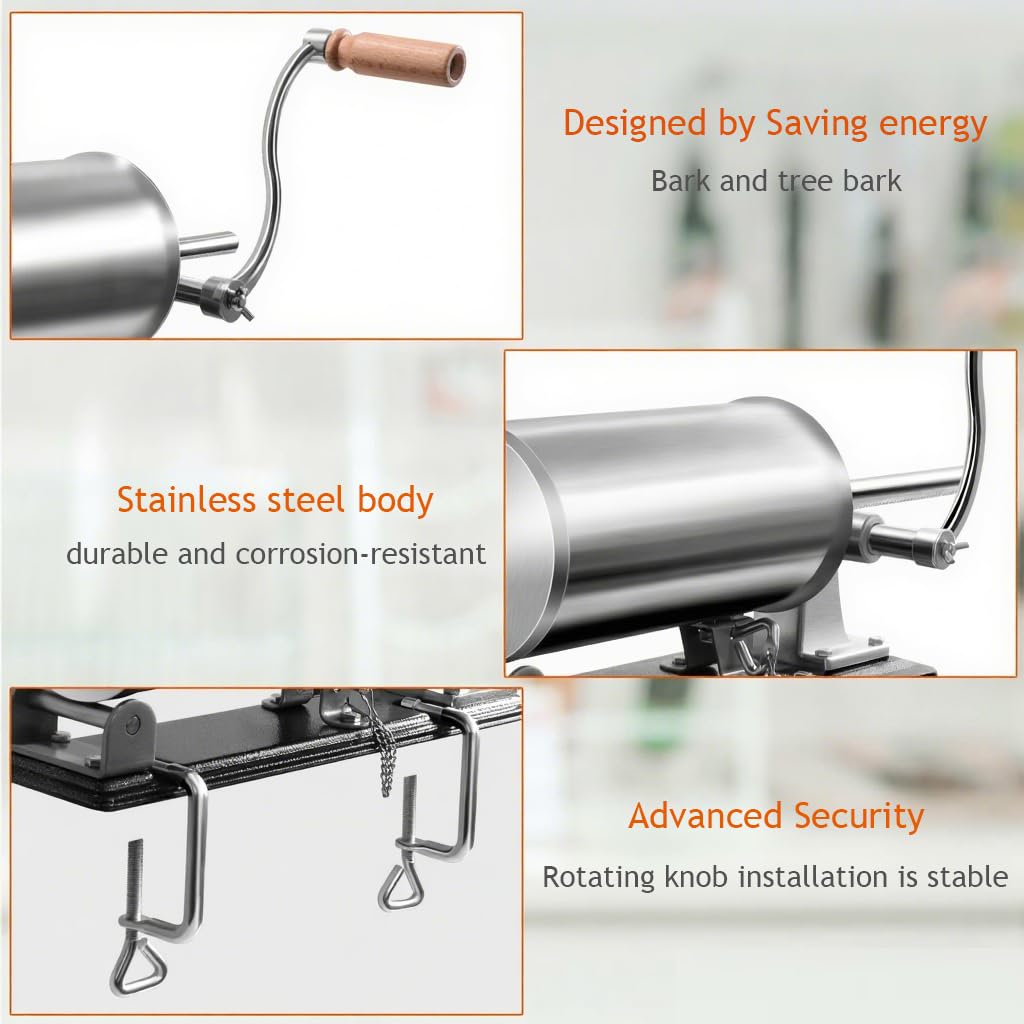 4.8L Stainless Steel Sausage Stuffer Maker Meat Filler Commercial