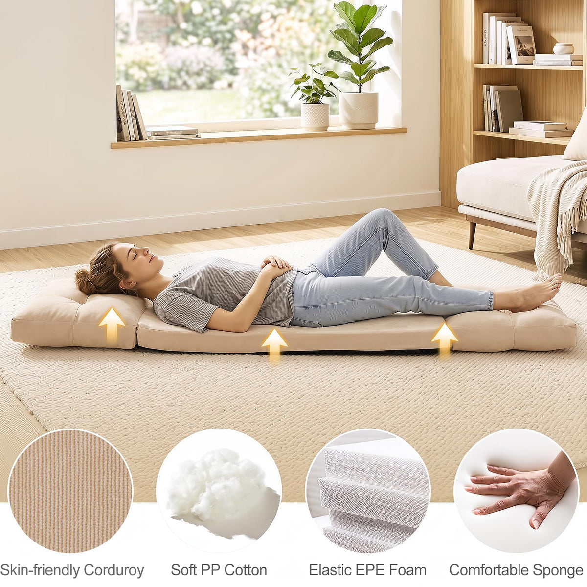 5-Level Adjustable Floor Chair with Back Support & Padded Cushions for Reading